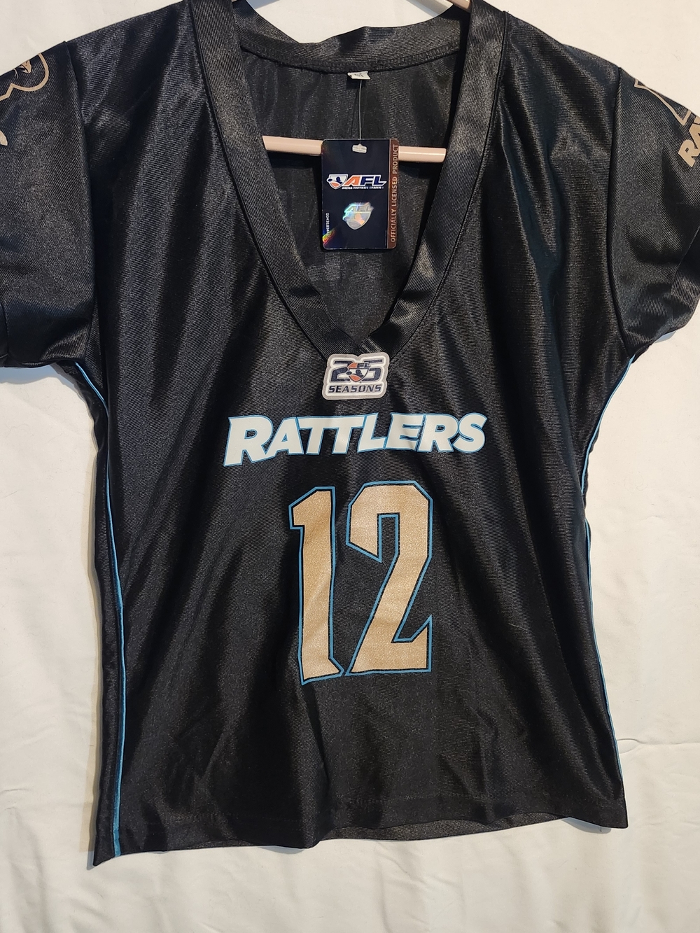 Rattlers Women’s V-Neck Jersey in Black & Gold